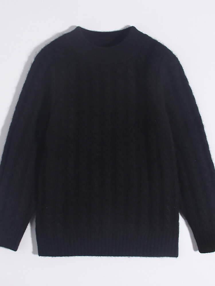 Classic Cable Knit Cashmere Pullover Sweater for Boys and Girls